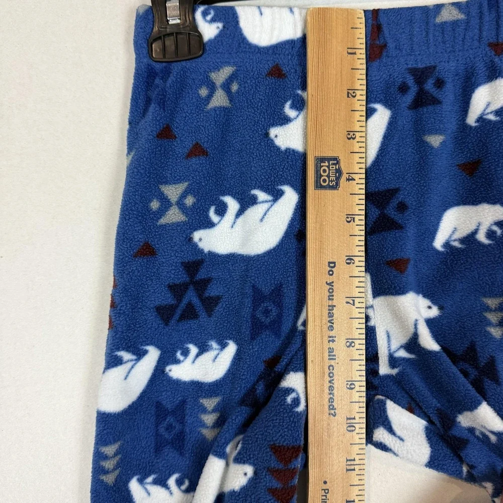 Eddie Bauer Pajama Pants Kids 10-12 Blue Fleece Polar Bear Print Sleep Lounge
